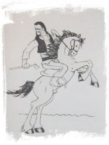 Muurtekening van een betyar in de gelijknamige csarda
