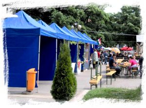 Wijnstraat tijdens feestdagen in Kiskunfélegyháza